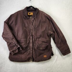 Wells Lamont Canvas Work‎ Jacket XXL Brown Corduroy Collar Heavy Chore Coat